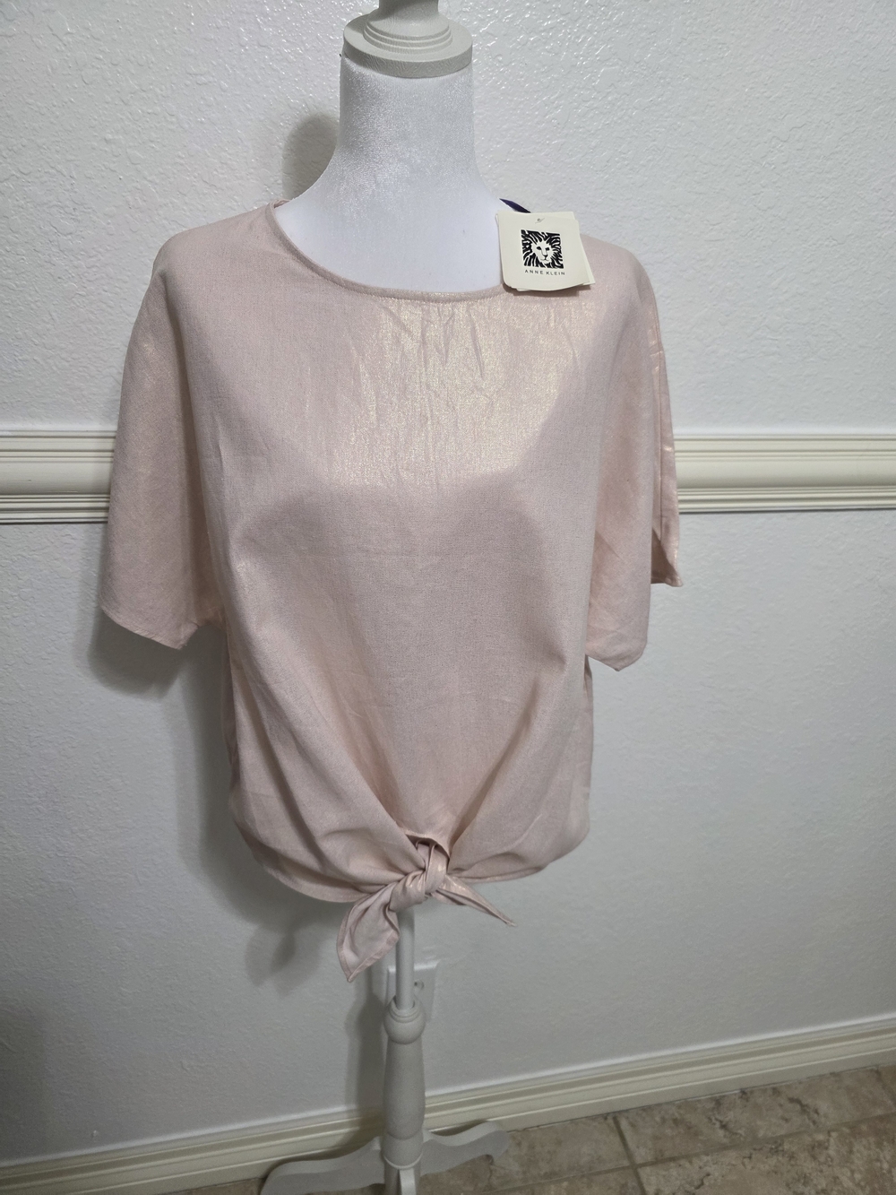 Anne Klein Women's Blush Pink Tie-Front Top